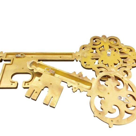 Set Of 2 Vintage DART Gold Decorative Wall Keys Hollywood Regency Ornate Syroco - Picture 3 of 3